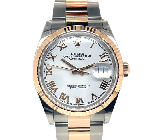 Estate Gents Rolex Datejust with White Dial in Stainless Steel and 18k Rose Gold
