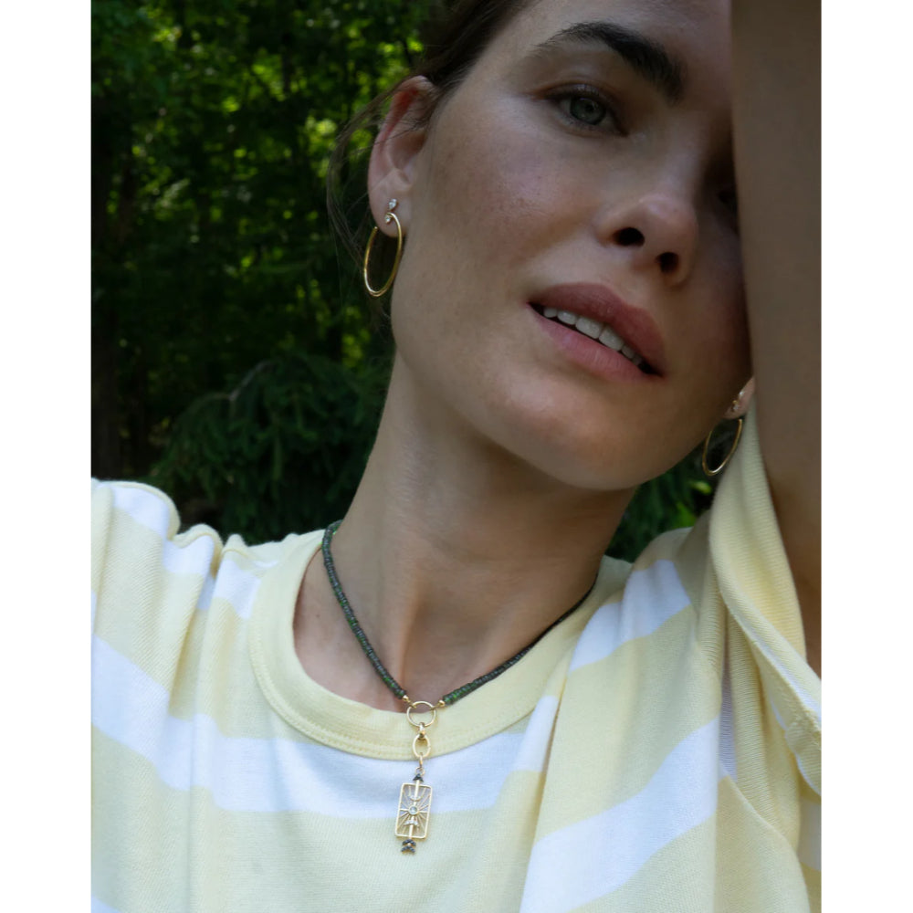 MRK 18k Gold "Shoot for the Moon" Medallion with Black and White Diamonds