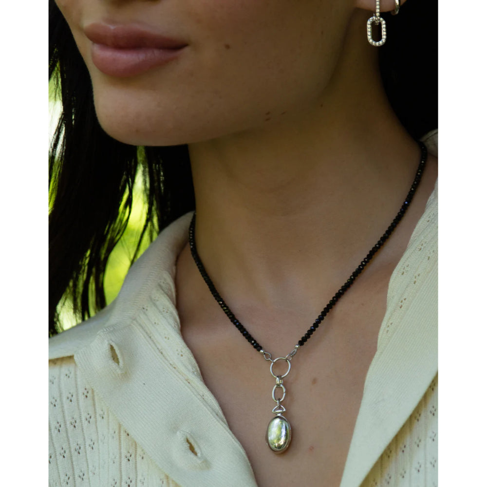 MRK Sterling Silver "Design Your Own" Black Spinel Charm Chain Necklace