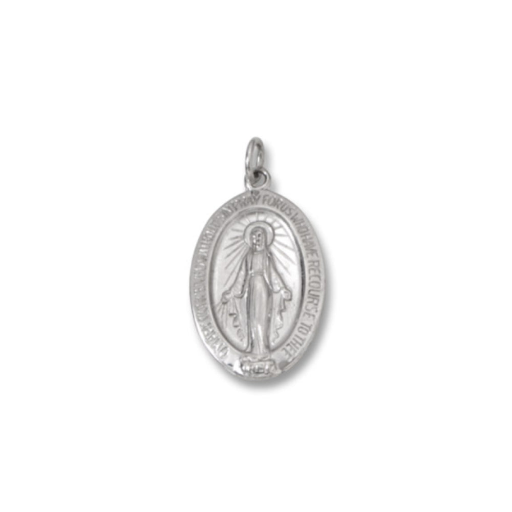 Sterling Silver Oval Miraculous Medal, 20x13mm