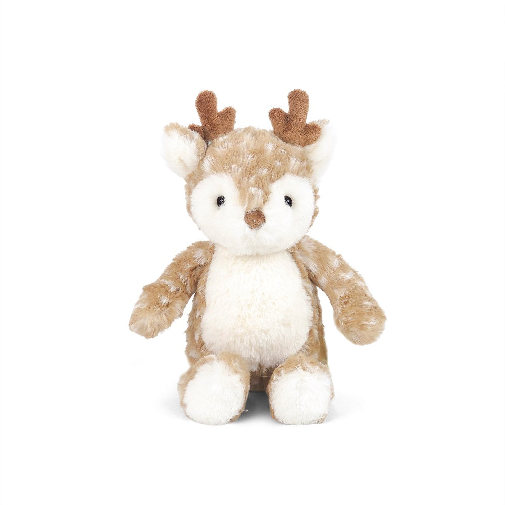Plush deer toy on a white background