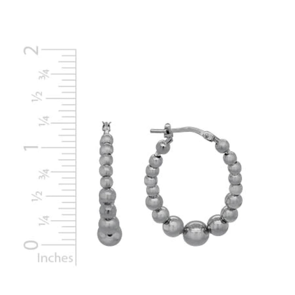 Sterling Silver Graduated Beaded Hoop Earrings