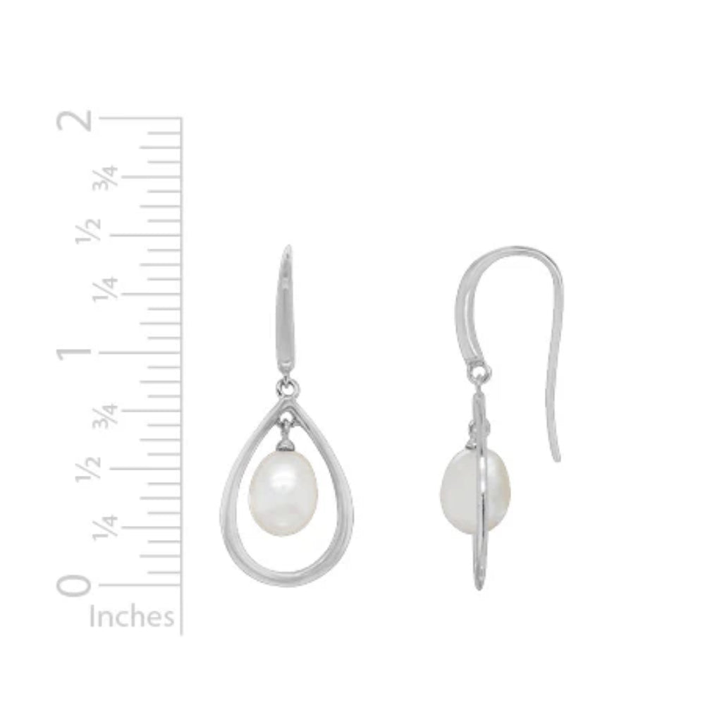 Sterling Silver Pearl Teardrop Earrings