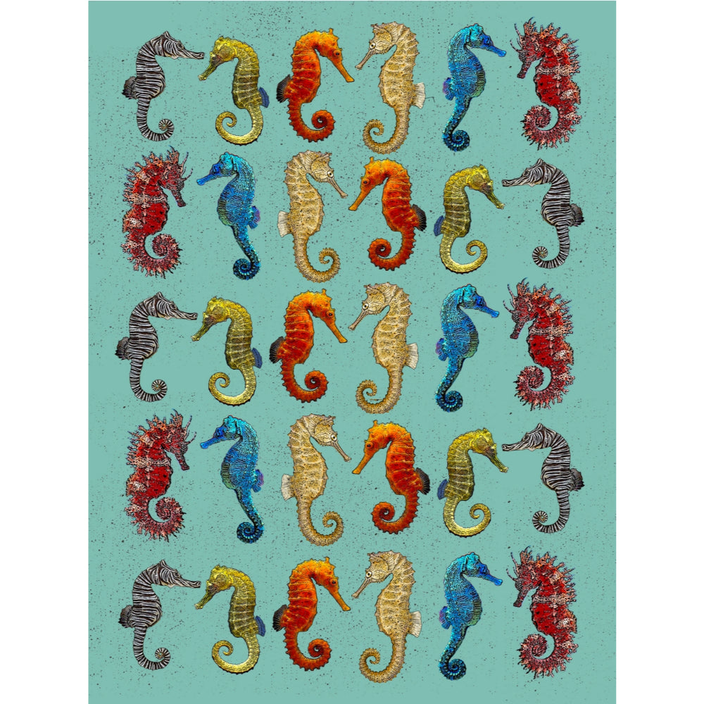 Alphie and Ollie Sea Horse Cotton Flour Sack Kitchen Towel