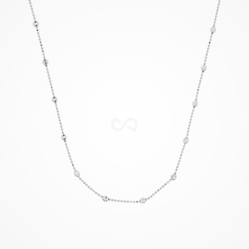 Desmos "Shine" Sterling Silver Diamond-Cut Bead Station Necklace
