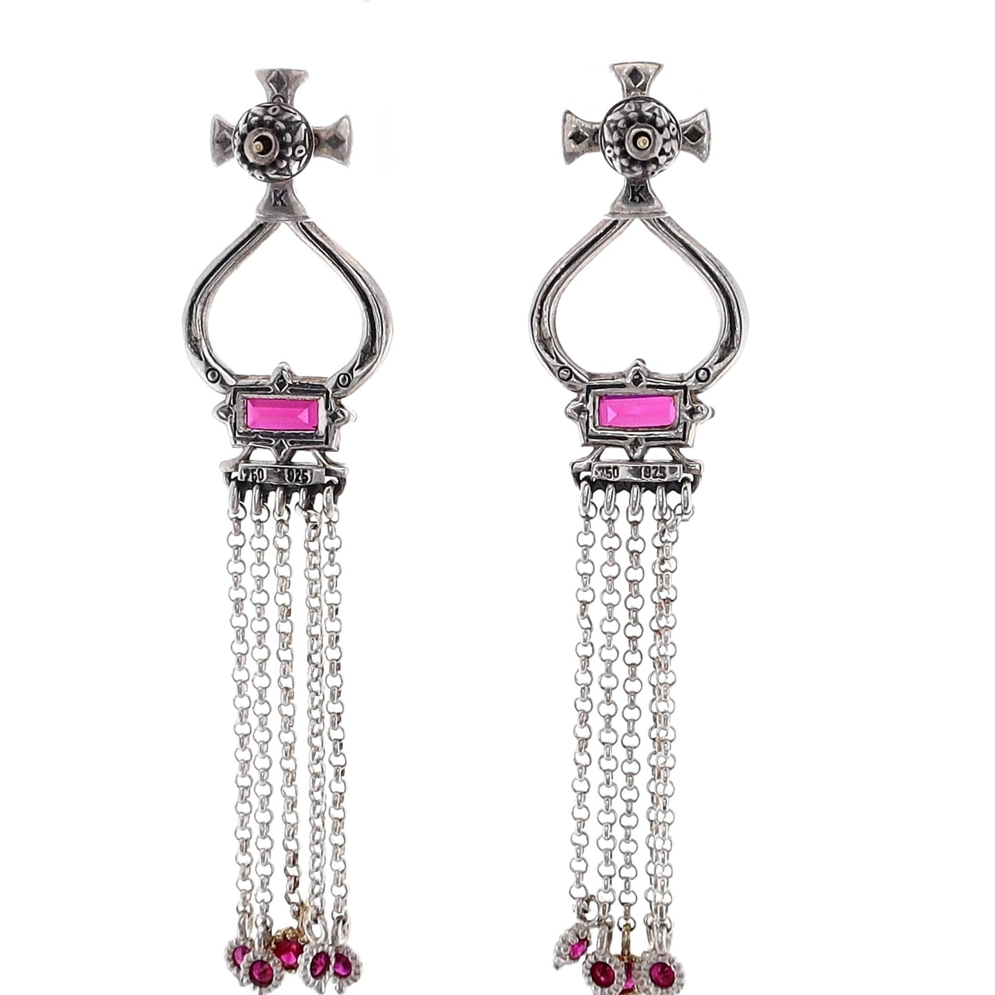 Konstantino Dome Corundum Tassle Earrings