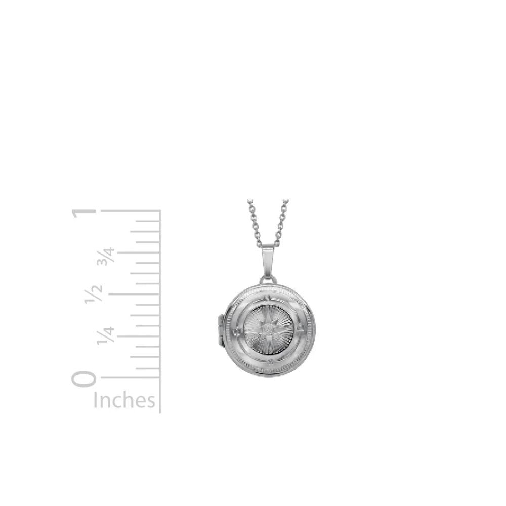 Sterling Silver Engraved Circle Compass Locket