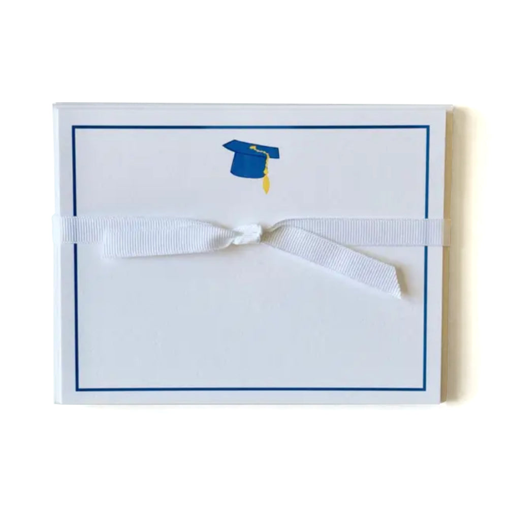 Georgetown Paperie Graduation Cap, Blue - Flat Note Cards