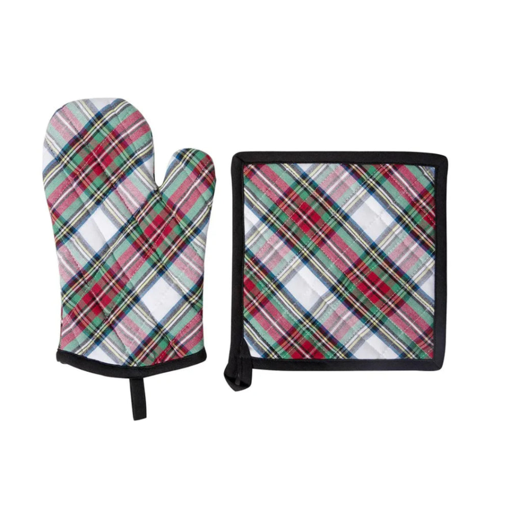 Juliska Stewart Tartan Oven Mitt and Pot Holder Set/2pc