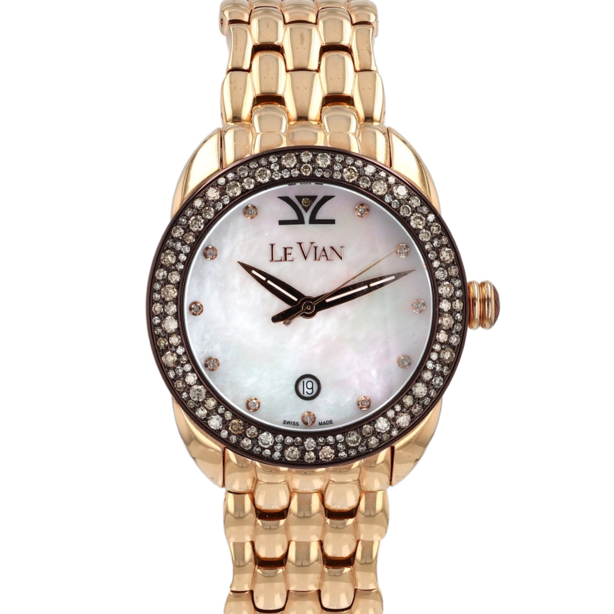 Estate LeVian Strawberry Stainless Steel Mother of Pearl Diamond