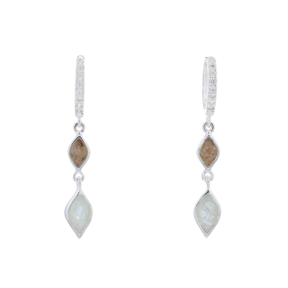 Dune Jewelry Tidepoint Twin Drop Huggie Earrings with White Topaz