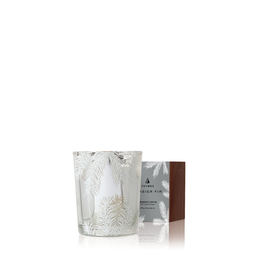 Candle with decorative packaging on a white background