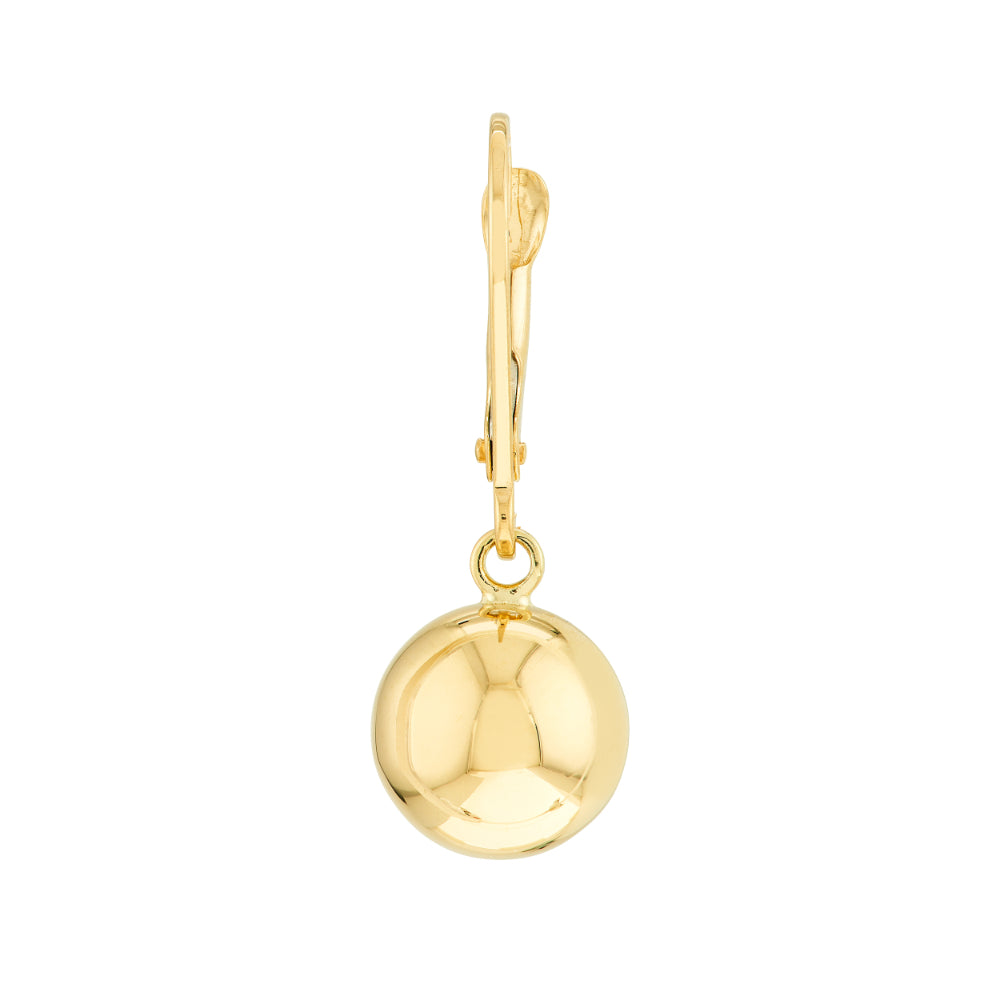 gold tone ball stud drop earring on white background