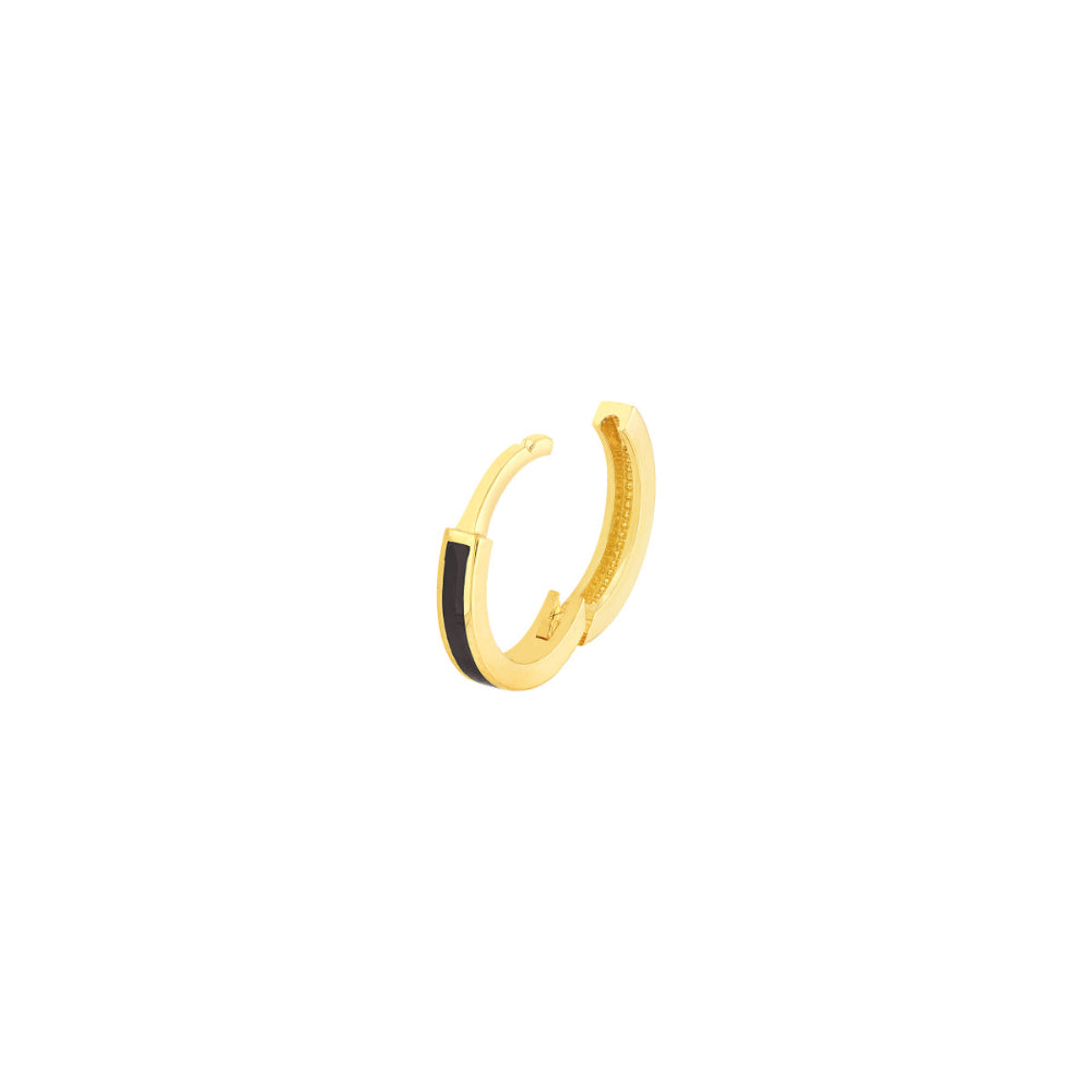 14k Gold Black Enamel Baby Hoop Earrings