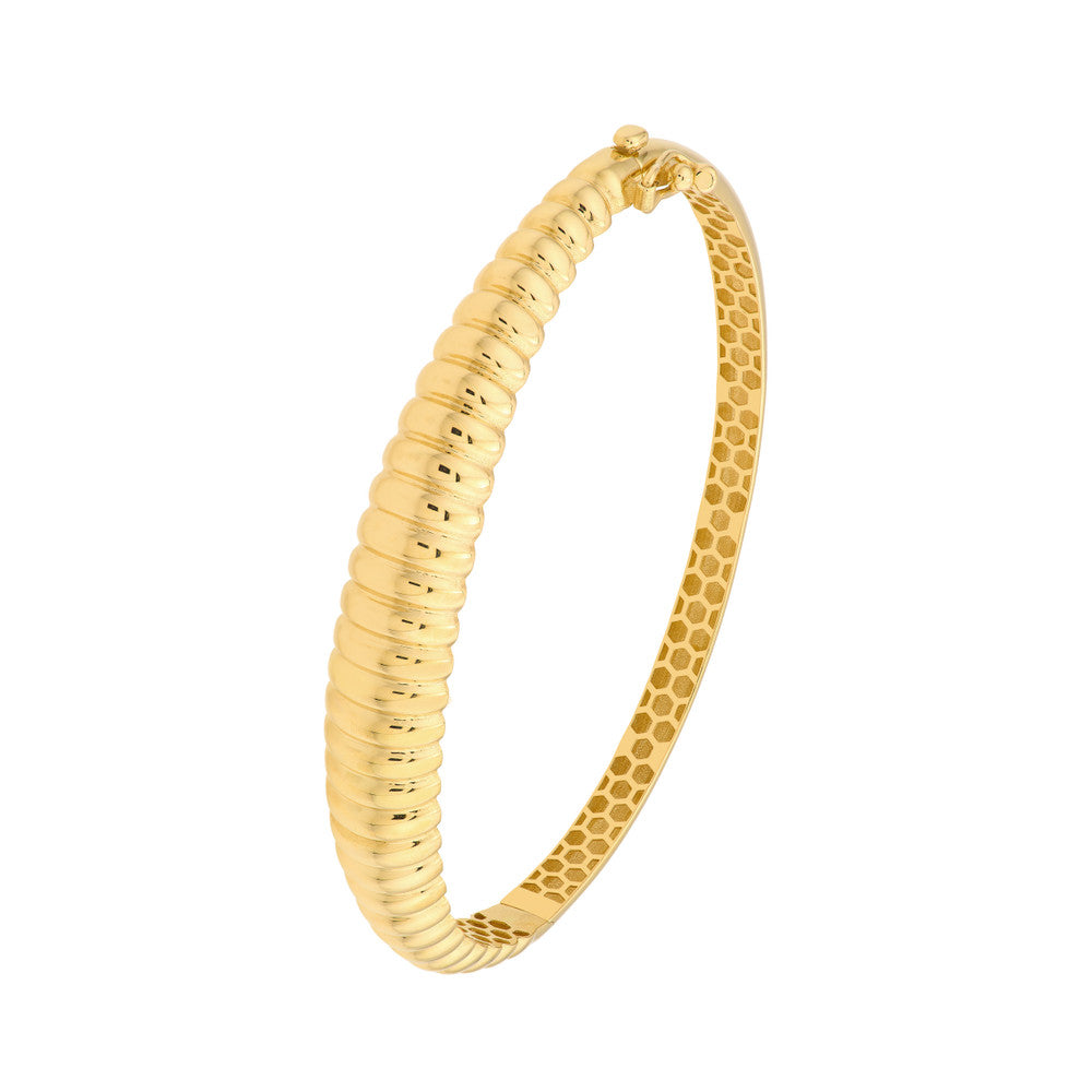 14k Gold Graduated Ribbed Bangle Bracelet