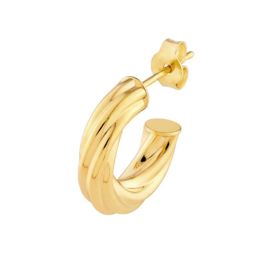 14k Yellow Gold Twisted Open Hoop Earrings