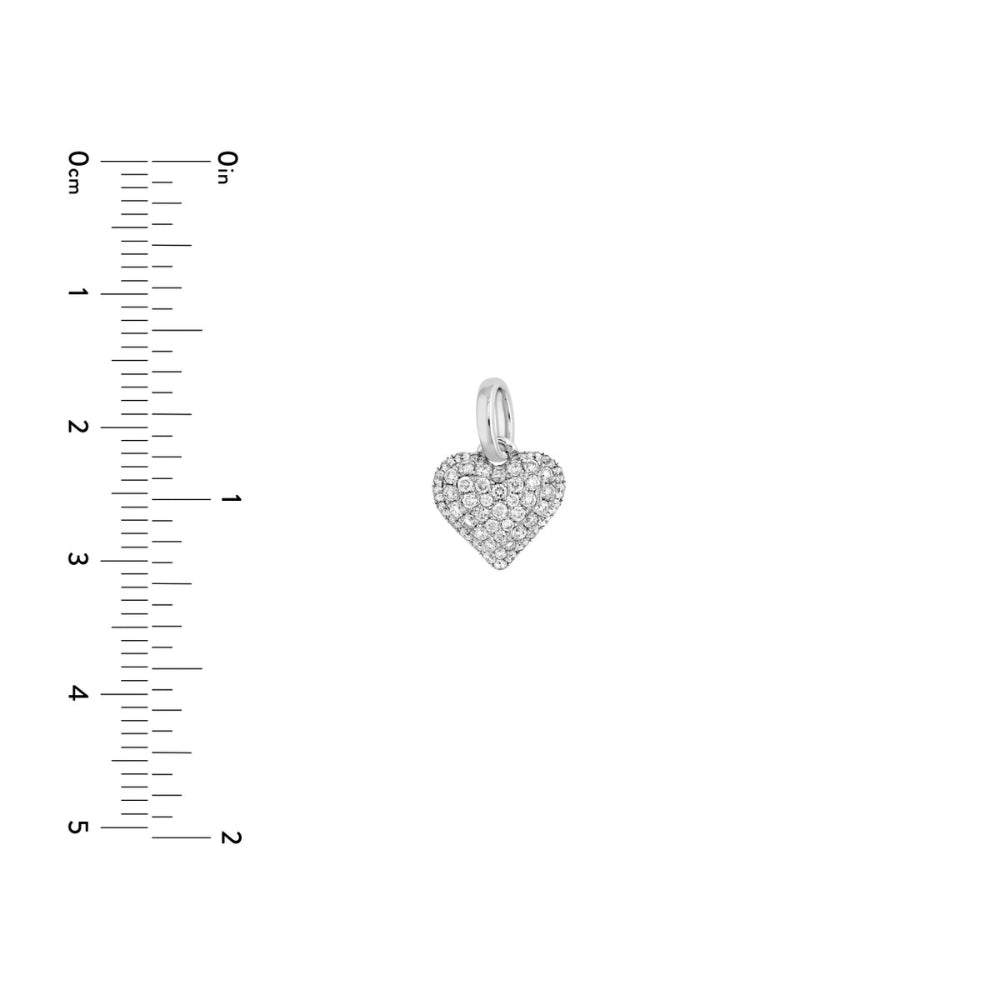 14k Gold Pave Diamond Heart Charm