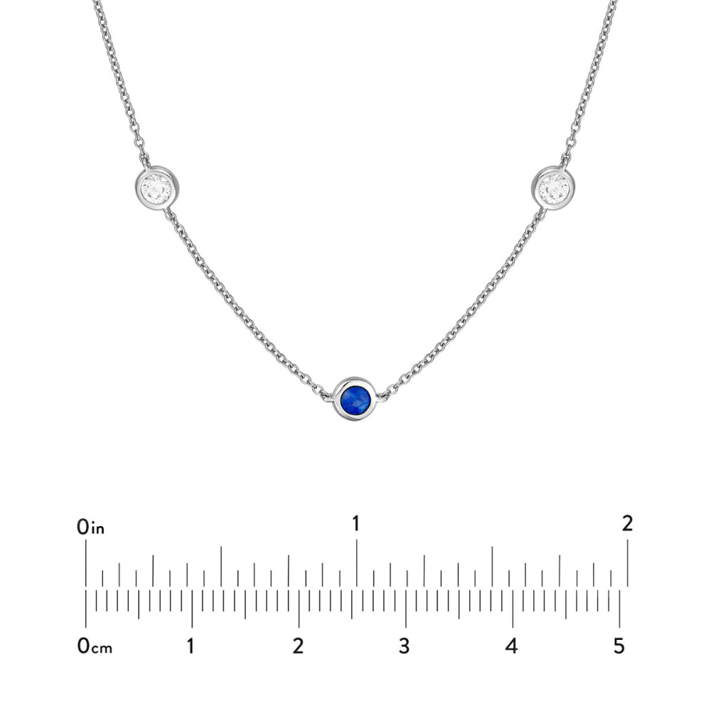 14k Sapphire and Diamond Station Necklace