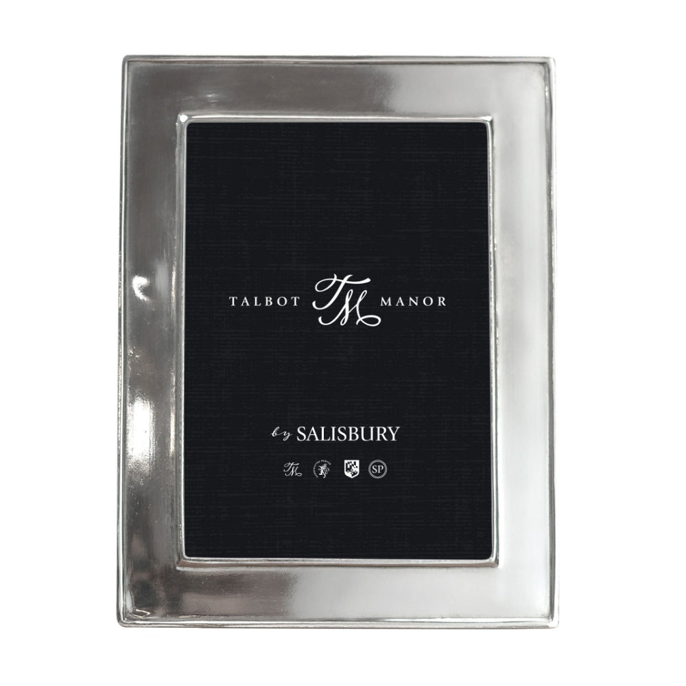 Silver Salisbury Talbot Manor Cambridge Classic 5x7 Frame on a white backround.