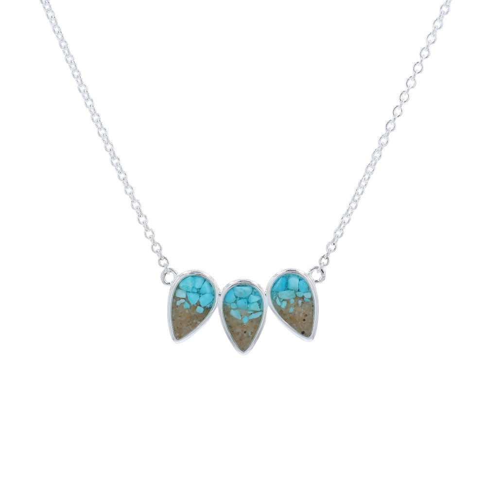 Dune Jewelry Triple Teardrop Stationary Necklace - Turquoise Gradient