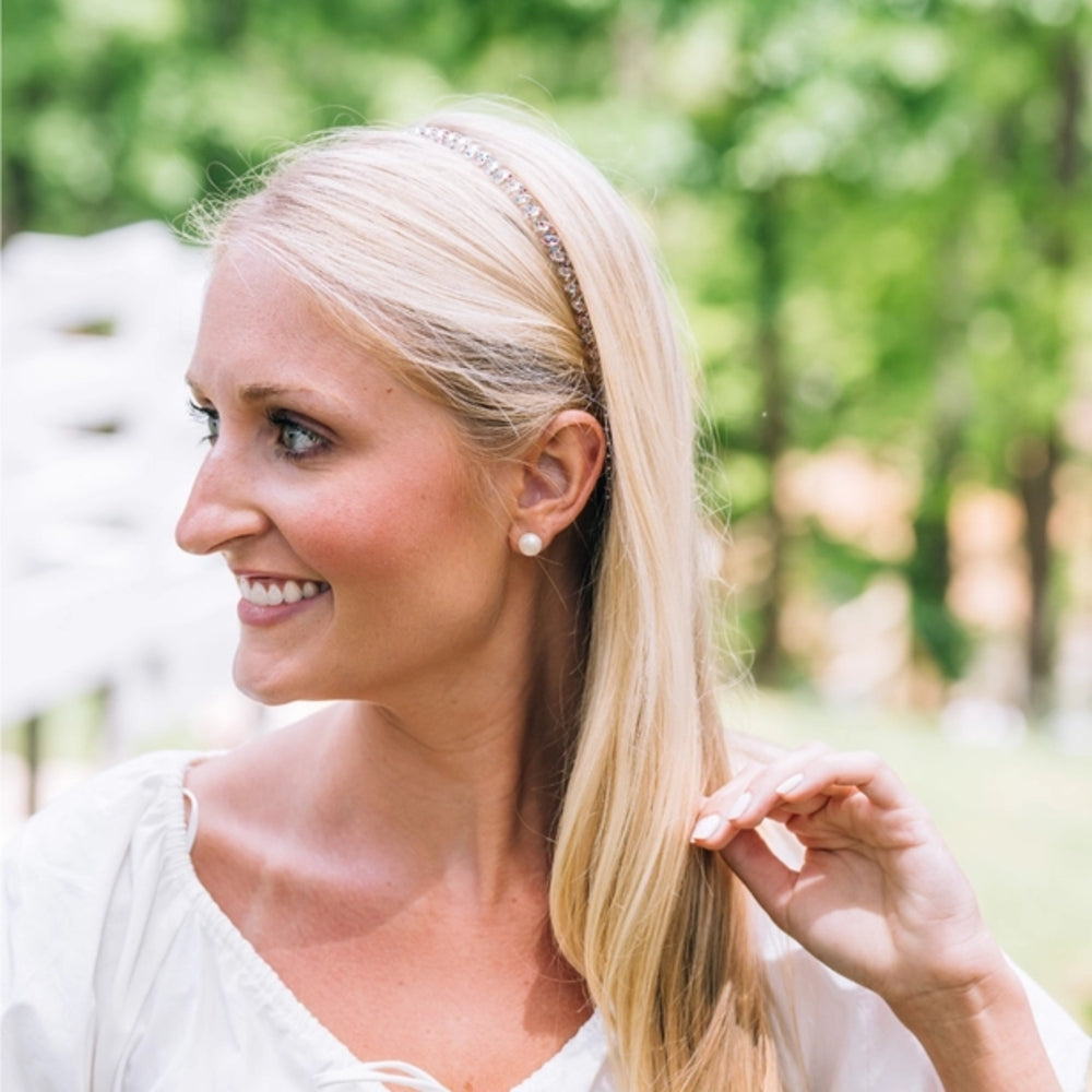 Woman wearing a headband outside