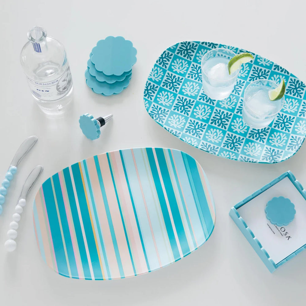 Mariposa Checkered Coral Platter