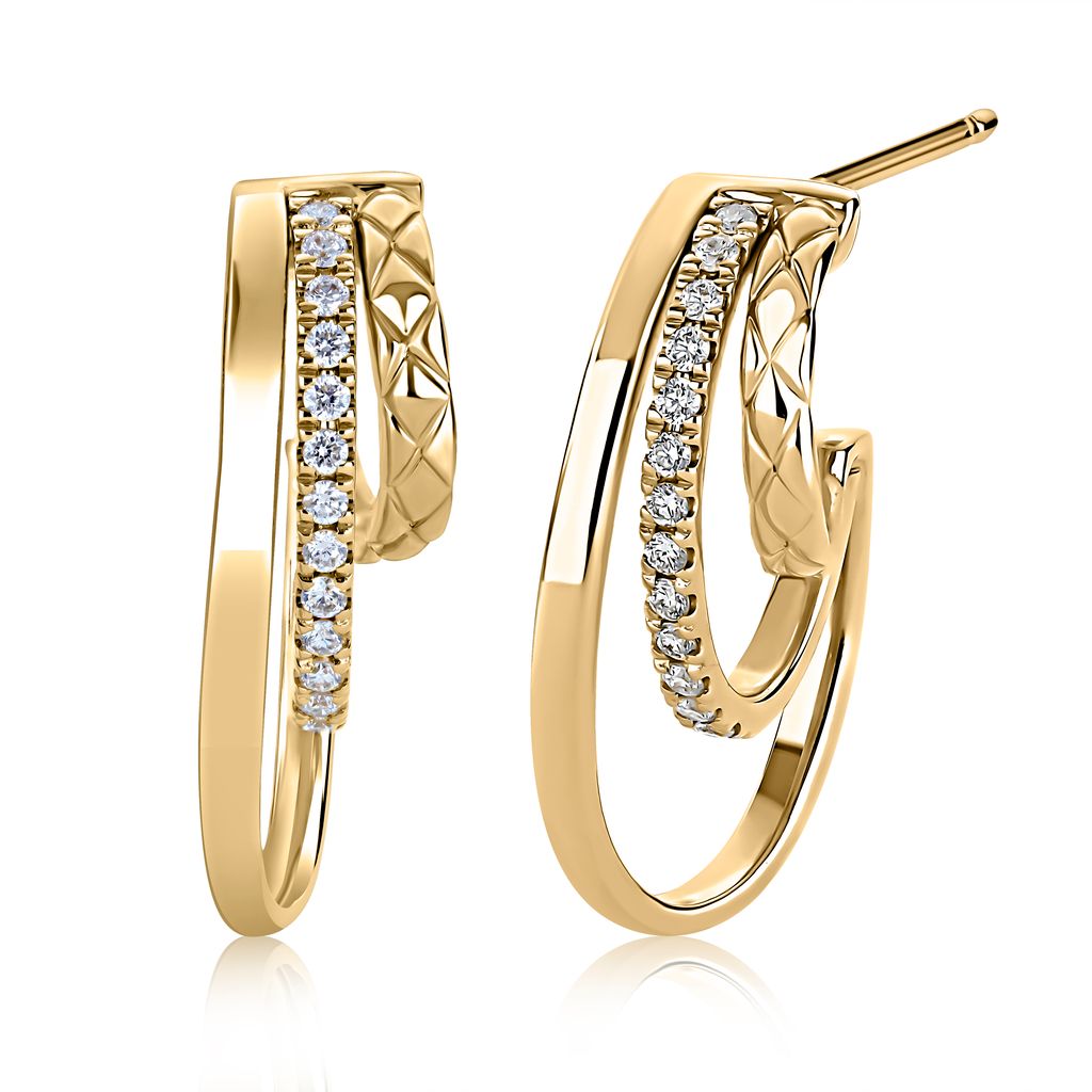 A. Jaffe 14k Gold Pave Loop Earrings