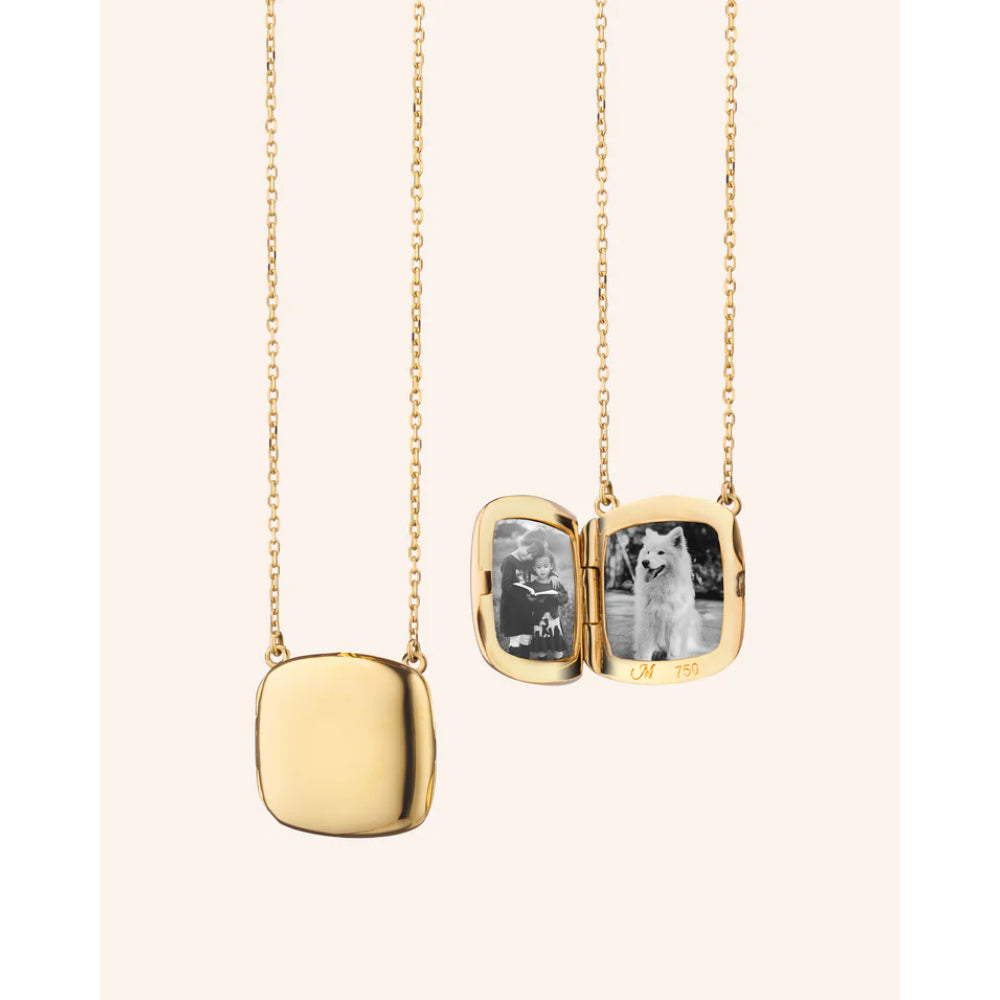 MRK 18k Gold Slim "Viv" Locket Necklace