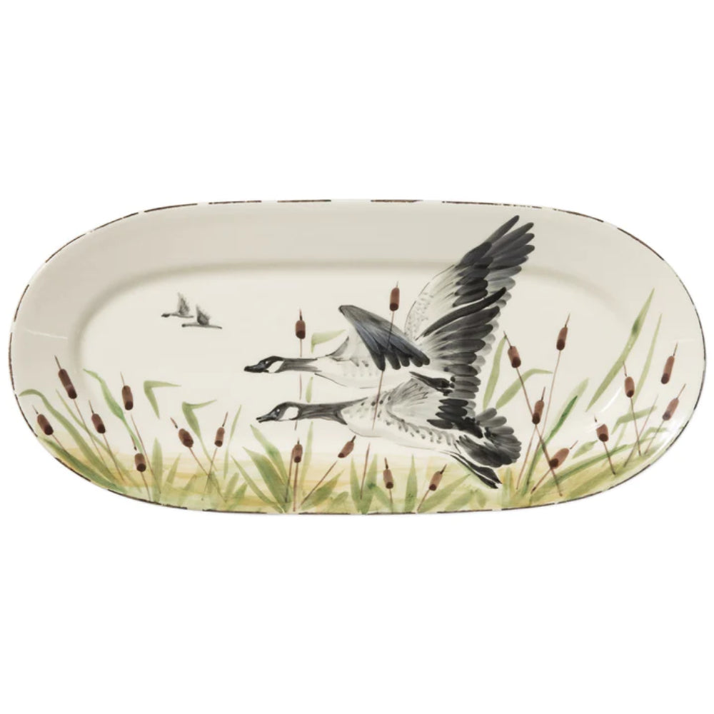 Vietri Wildlife Geese Small Oval Platter