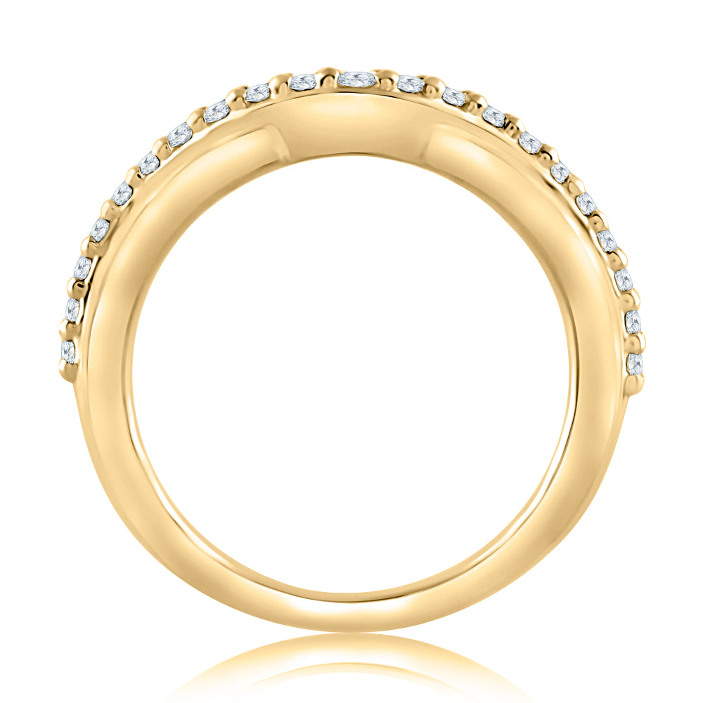 A. Jaffe 14k Gold Curved Polished Pave Diamond Wedding Band