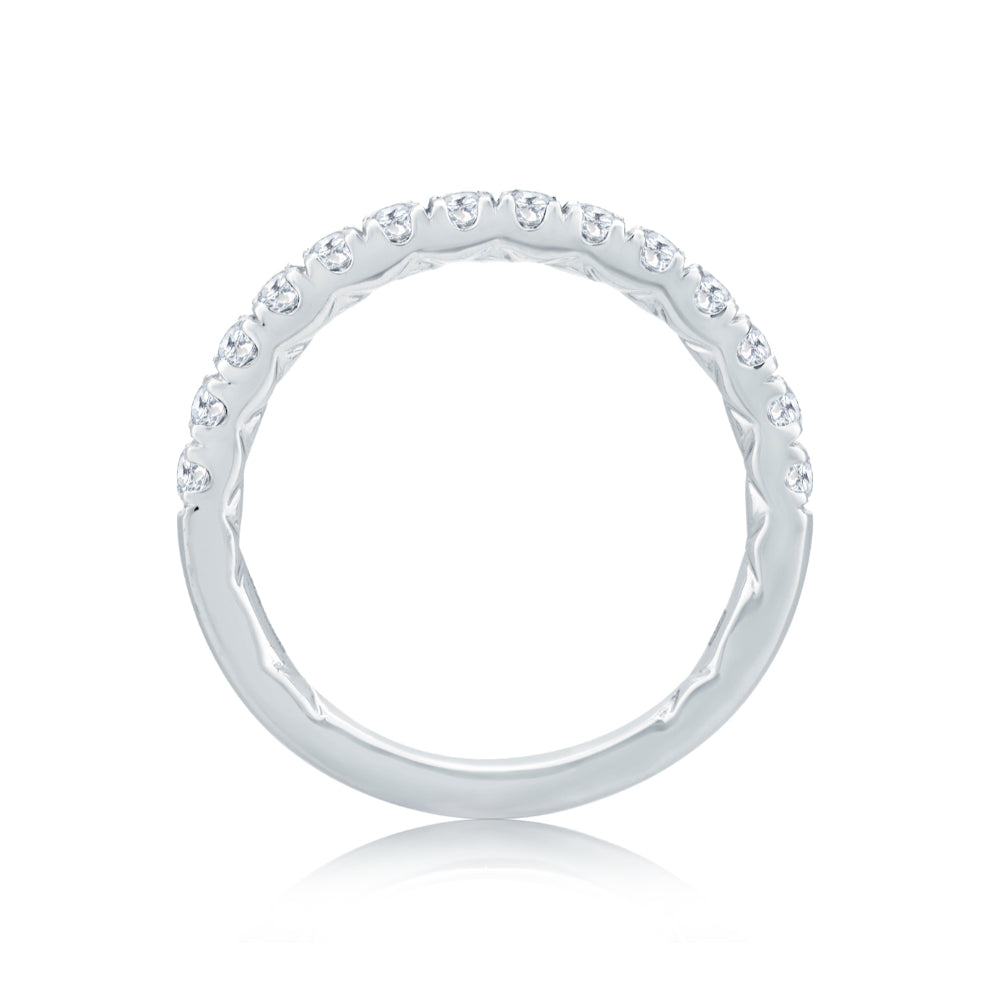 A. Jaffe 14k Gold Pave Diamond Halfway Wedding Band