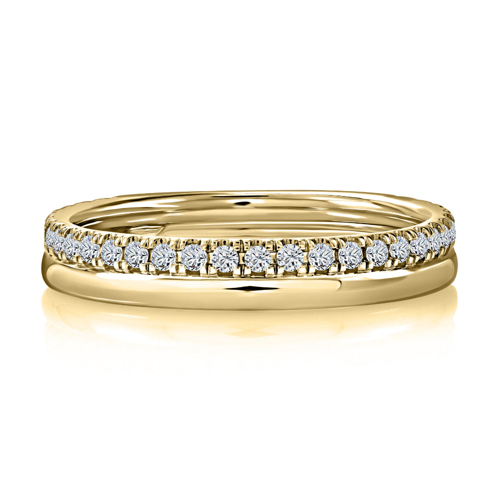A. Jaffe 14k Gold Polished & Pave Diamond Band