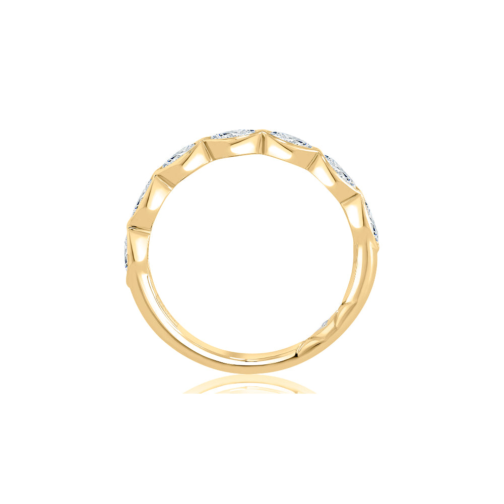 A. Jaffe 14k Gold Bezel Set Marquise Diamond Halfway Wedding Band