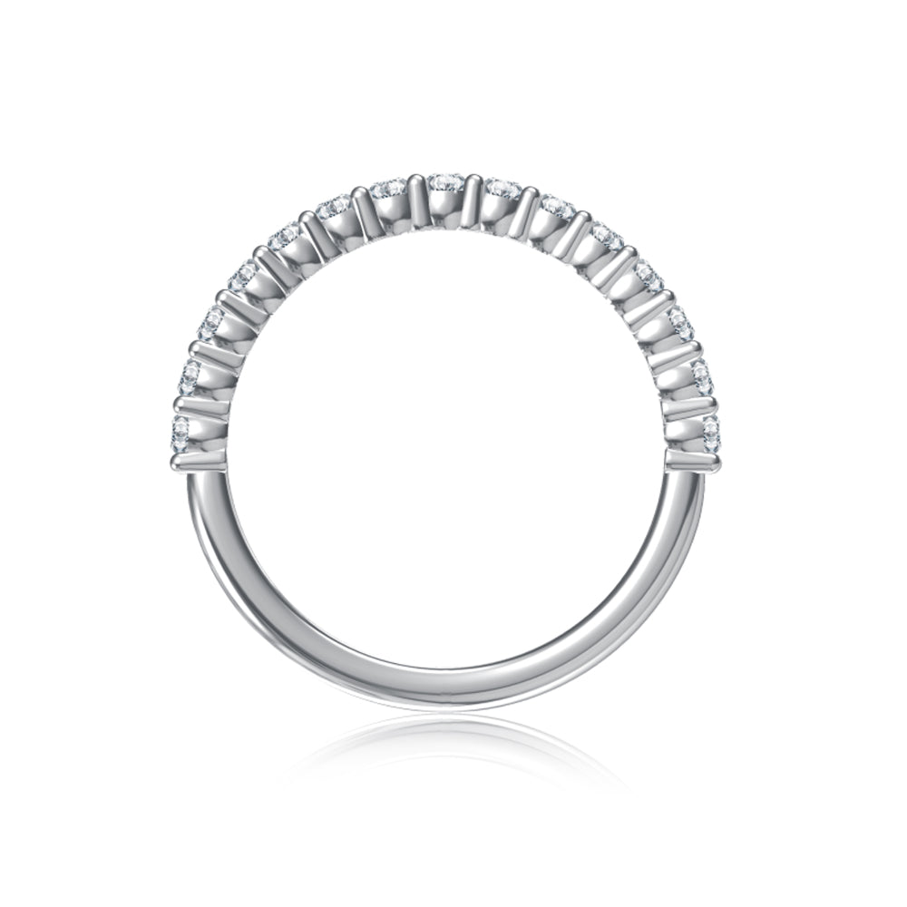 A. Jaffe Platinum Round Diamond Shared Prong Halfway Wedding Band