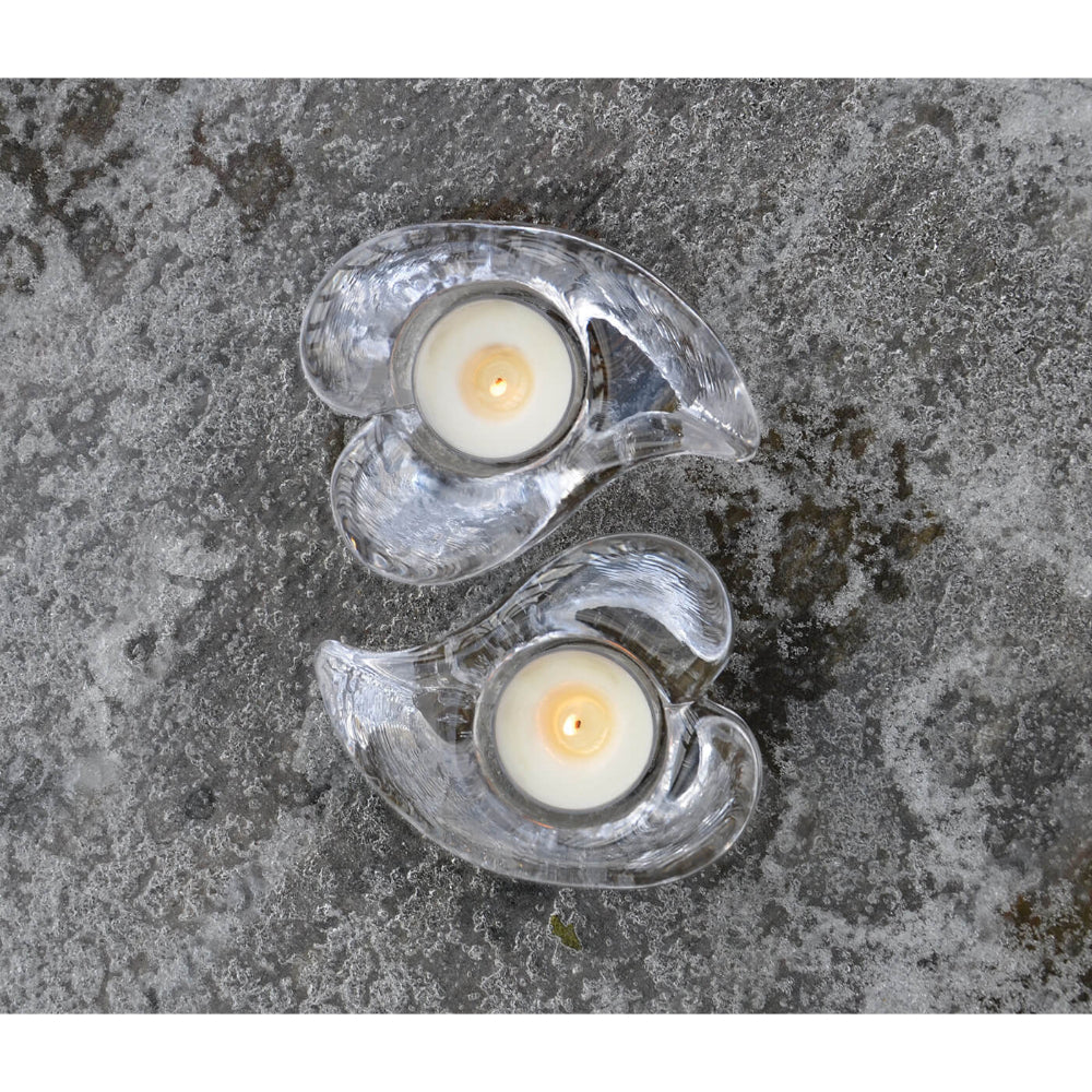 Simon Pearce Twist Heart Tealight Candleholders - Set of 2