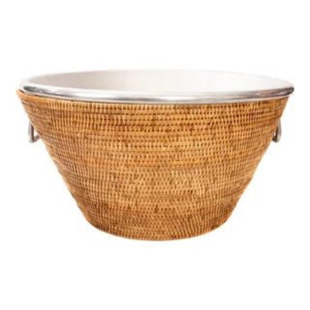 Pomegranate Woven Rattan/Aluminum Ice Bucket with Handle *In store pickup only*