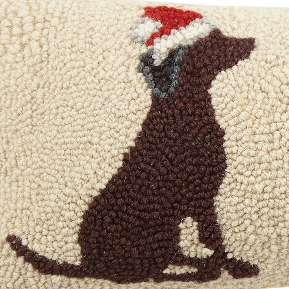 Peking Handicraft Labrador Dogs with Santa Hat Hook Pillow