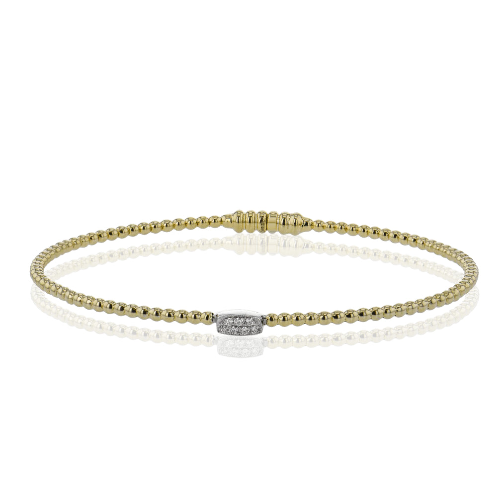 Simon G. Beaded Bangle in 18k Gold with Diamonds