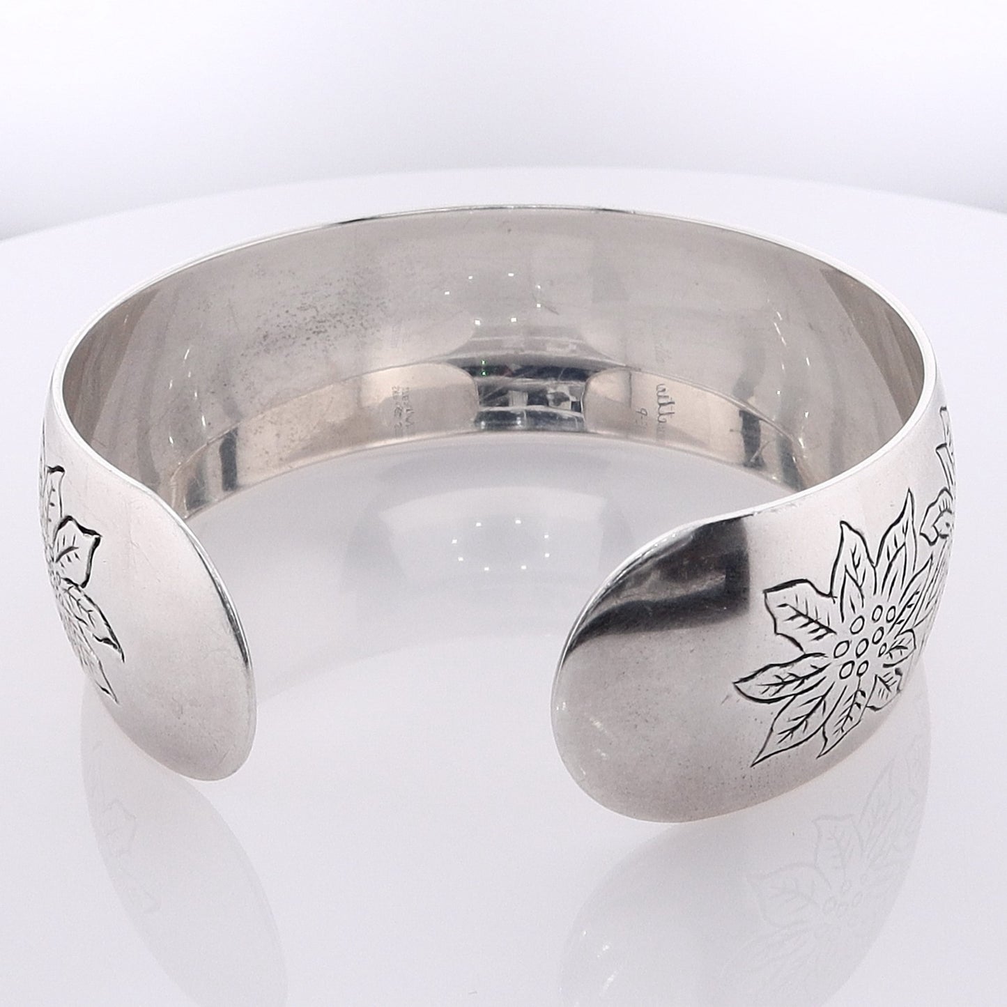 Estate S.Kirk & Son Sterling Silver Flower of the Month Cuff Bracelet