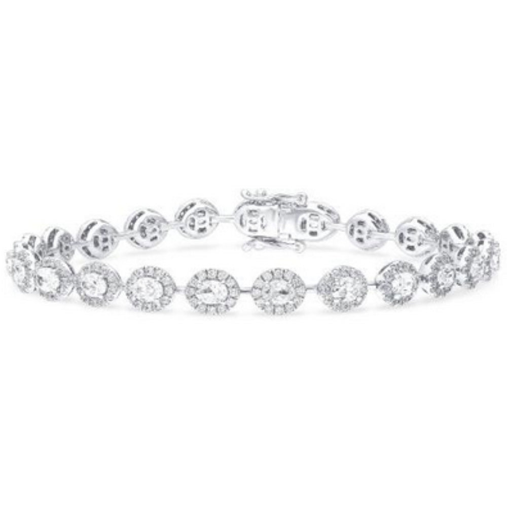 14k White Gold 7" Diamond Halo Bracelet