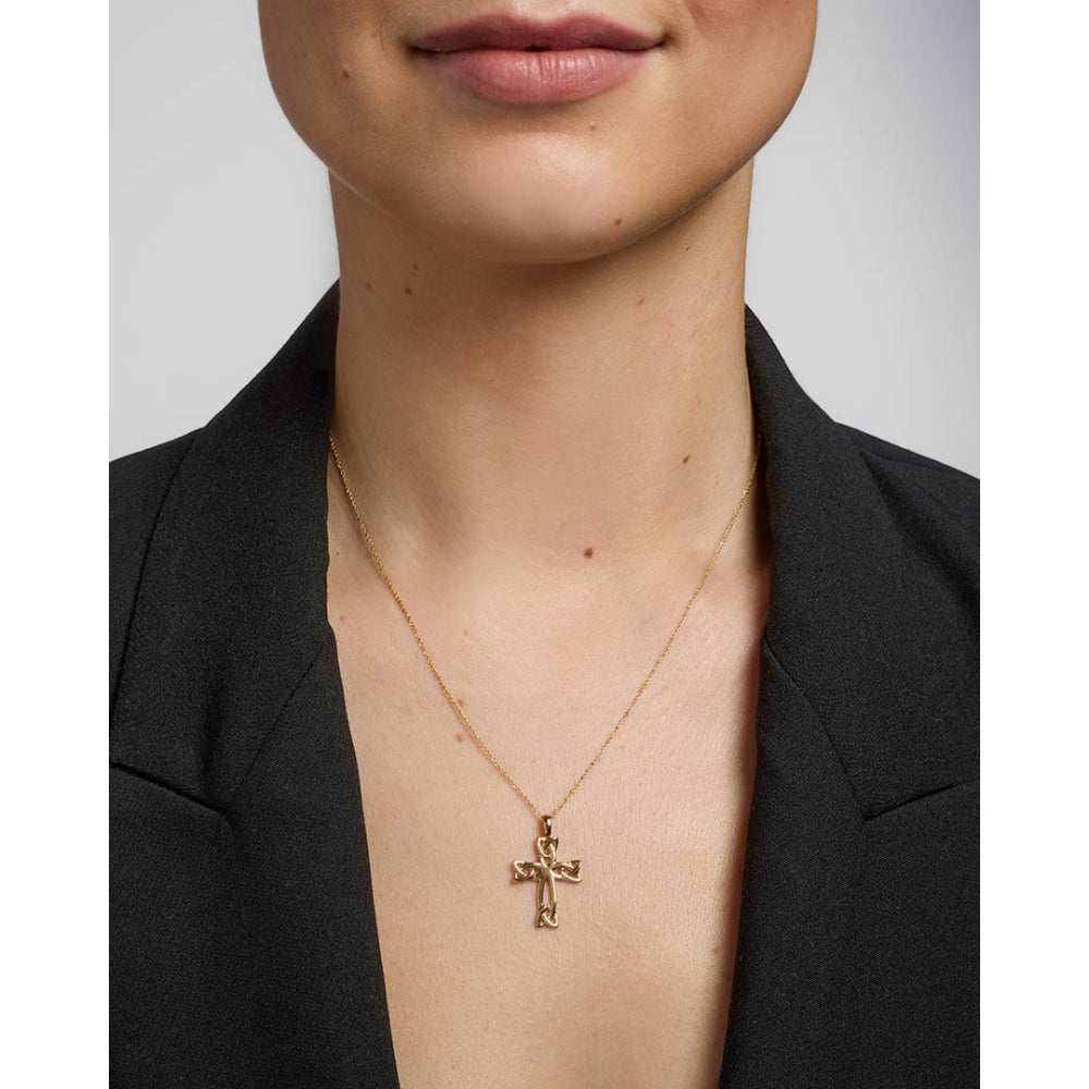 14k Gold Celtic Cross Pendant Necklace