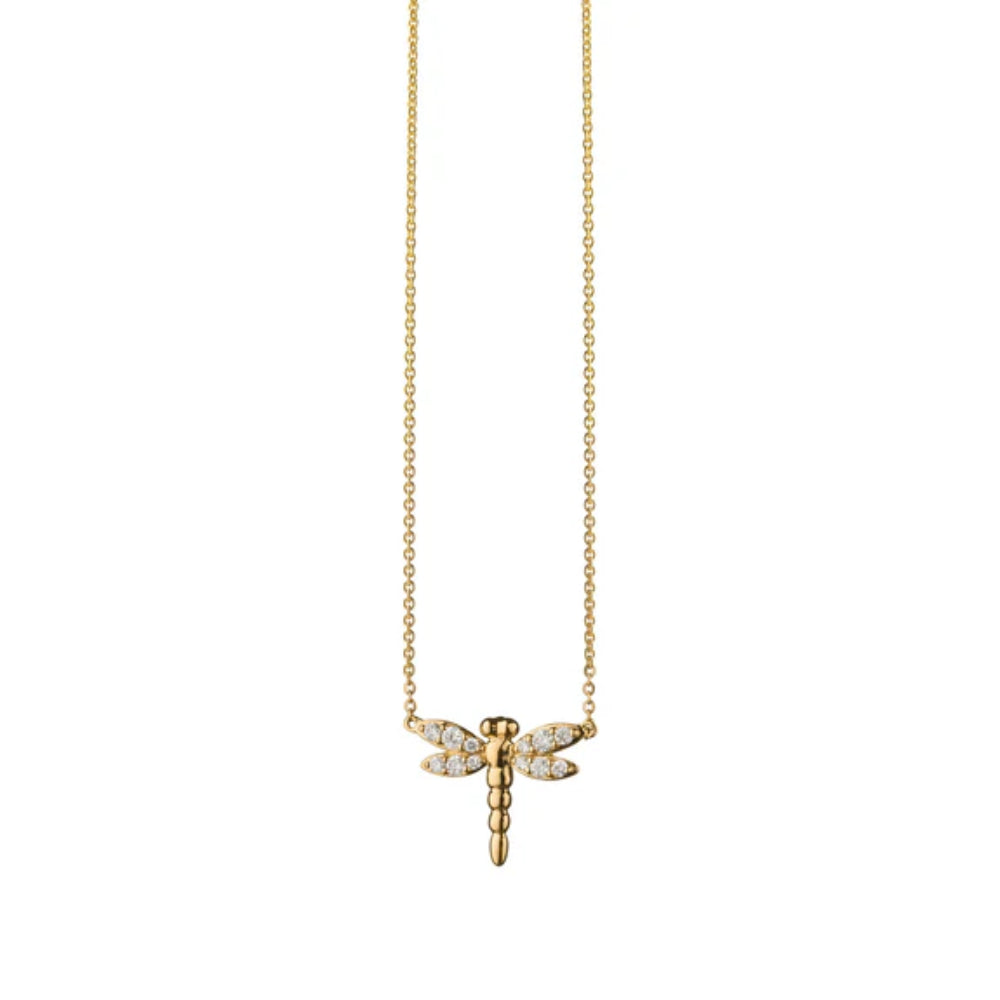 MRK Diamond Critter Dragonfly "Grace" 18k Gold Necklace