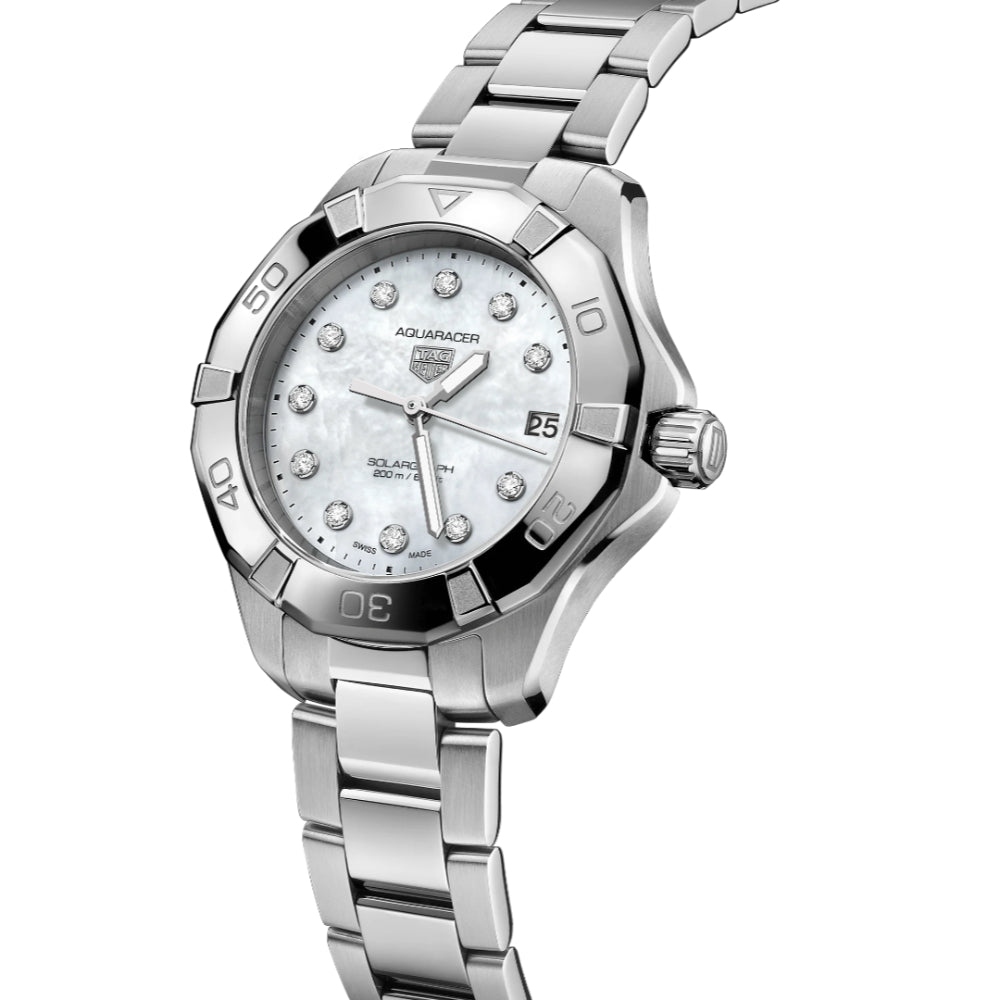 Tag Heuer Aquaracer Professional 200 Solargraph 34mm Watch with Diamonds