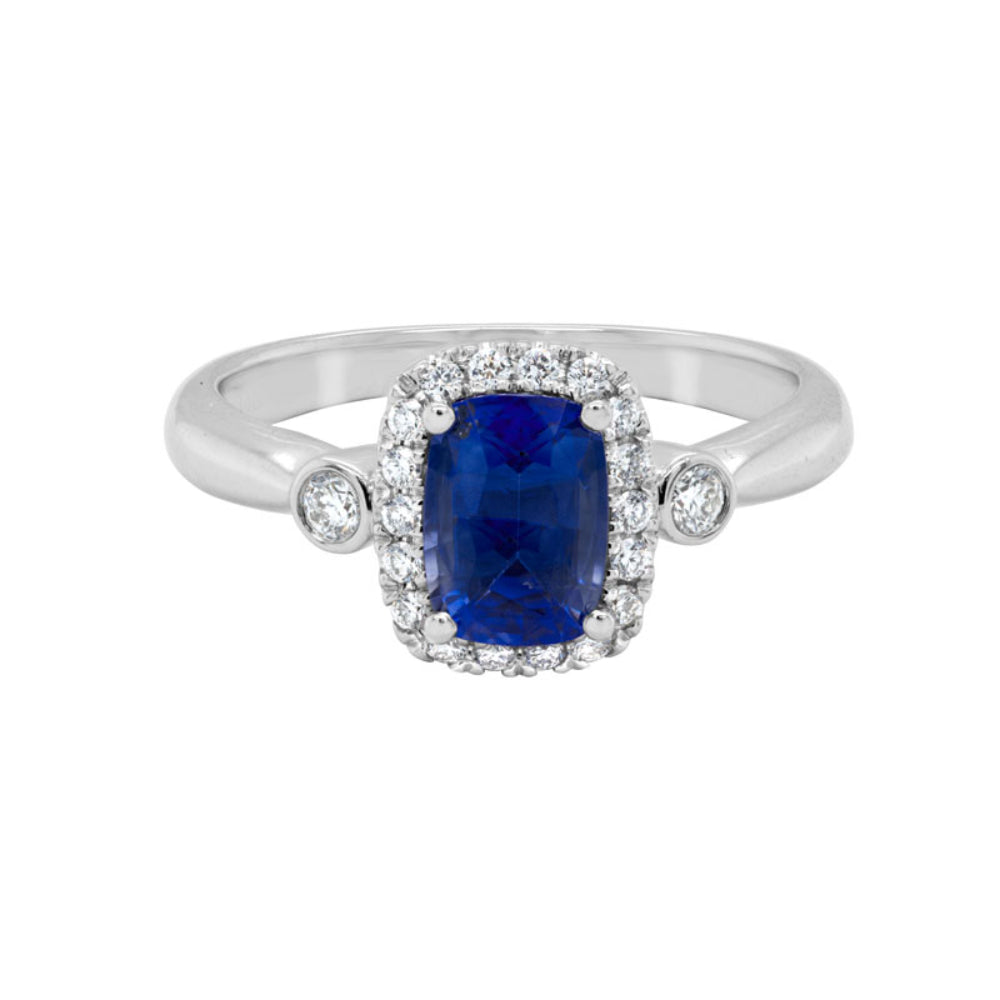 14k White Gold Sapphire and Diamond Ring