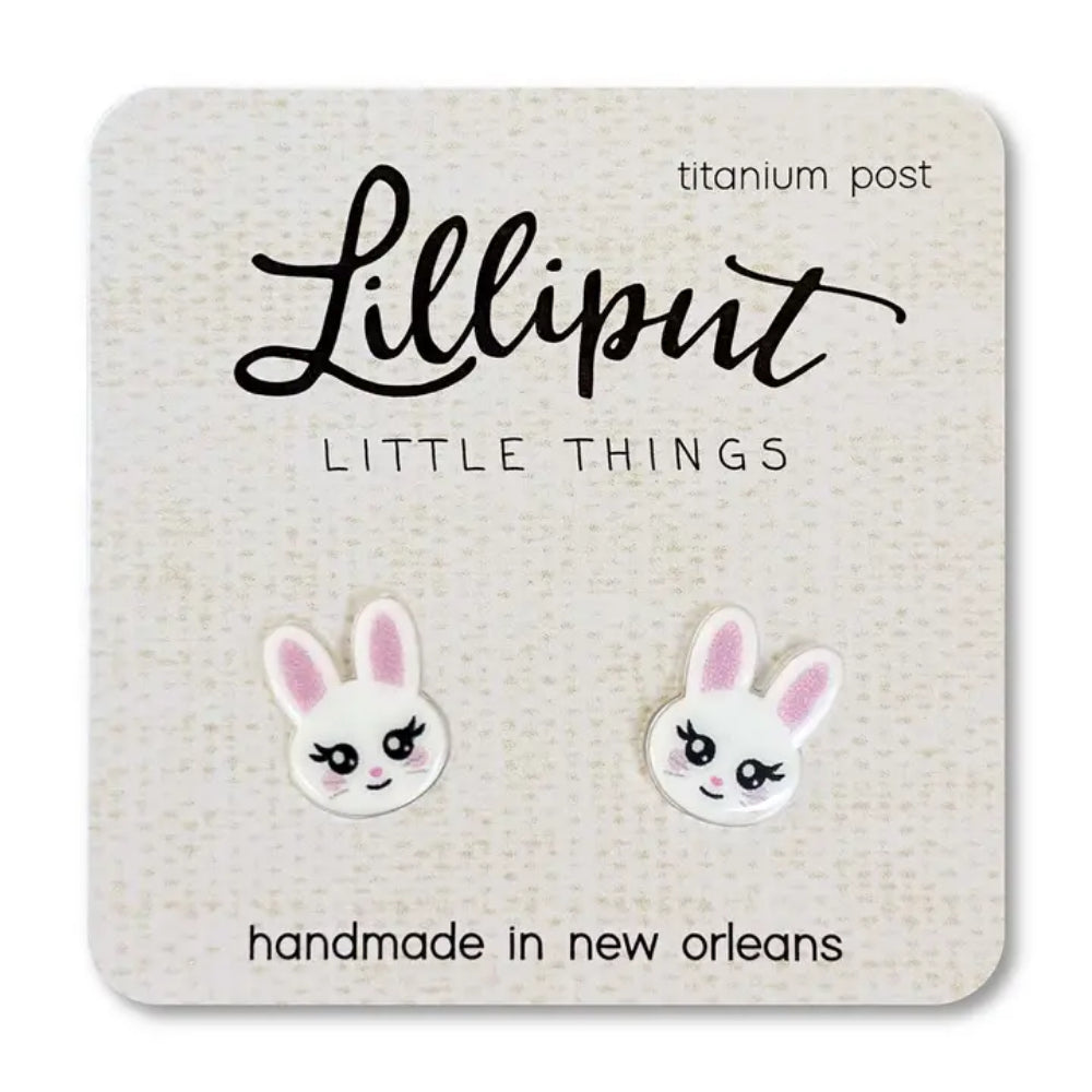 Lilliput Little Things White Easter Bunny Earrings
