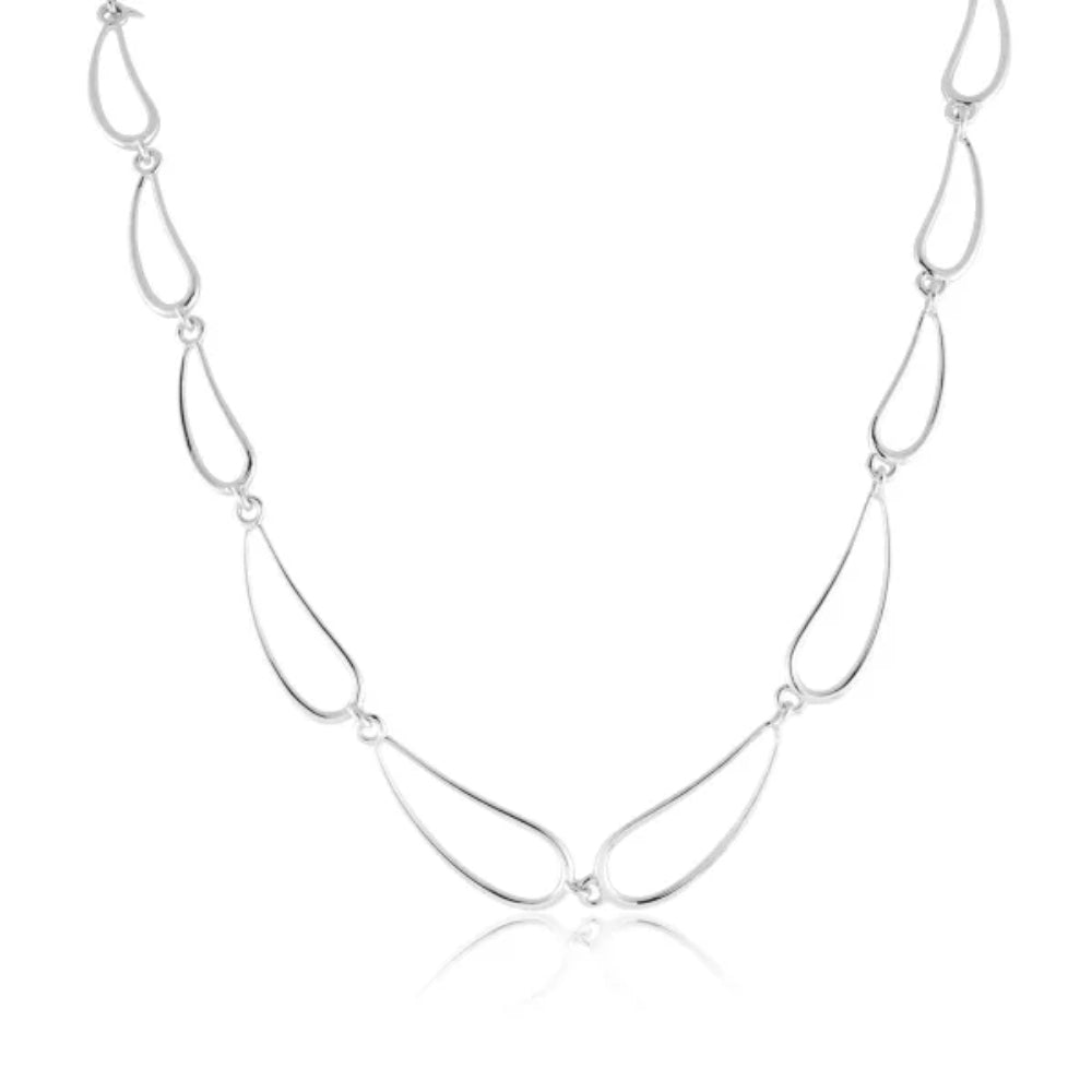 Sterling Silver Wire Teardrops Necklace