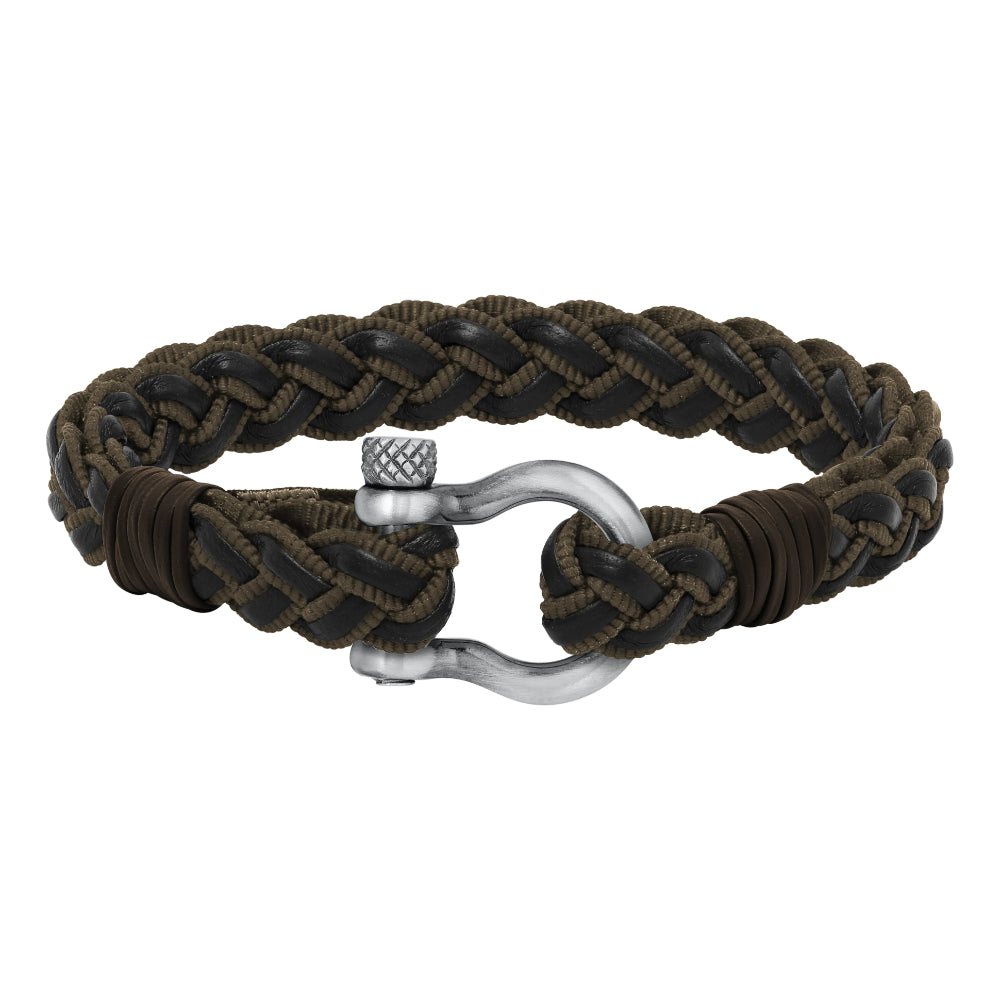 Sterling Silver Shackle & Pin Braided Bracelet