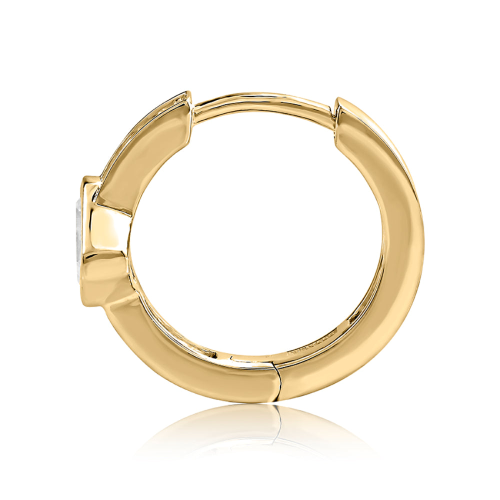 A. Jaffe 14k Bezel Set Huggies with Emerald Cut Diamonds