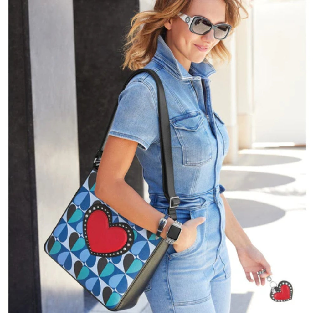 Brighton Fashionista Moody Blue Heart Handbag Fob