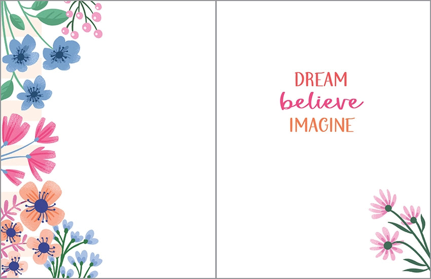 Floral design with motivational text on a white background